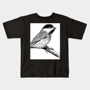 WHAT?!?! Chickadee on limb by the art project Kids T-Shirt